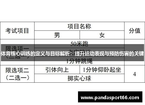 体育核心训练的定义与目标解析：提升运动表现与预防伤害的关键